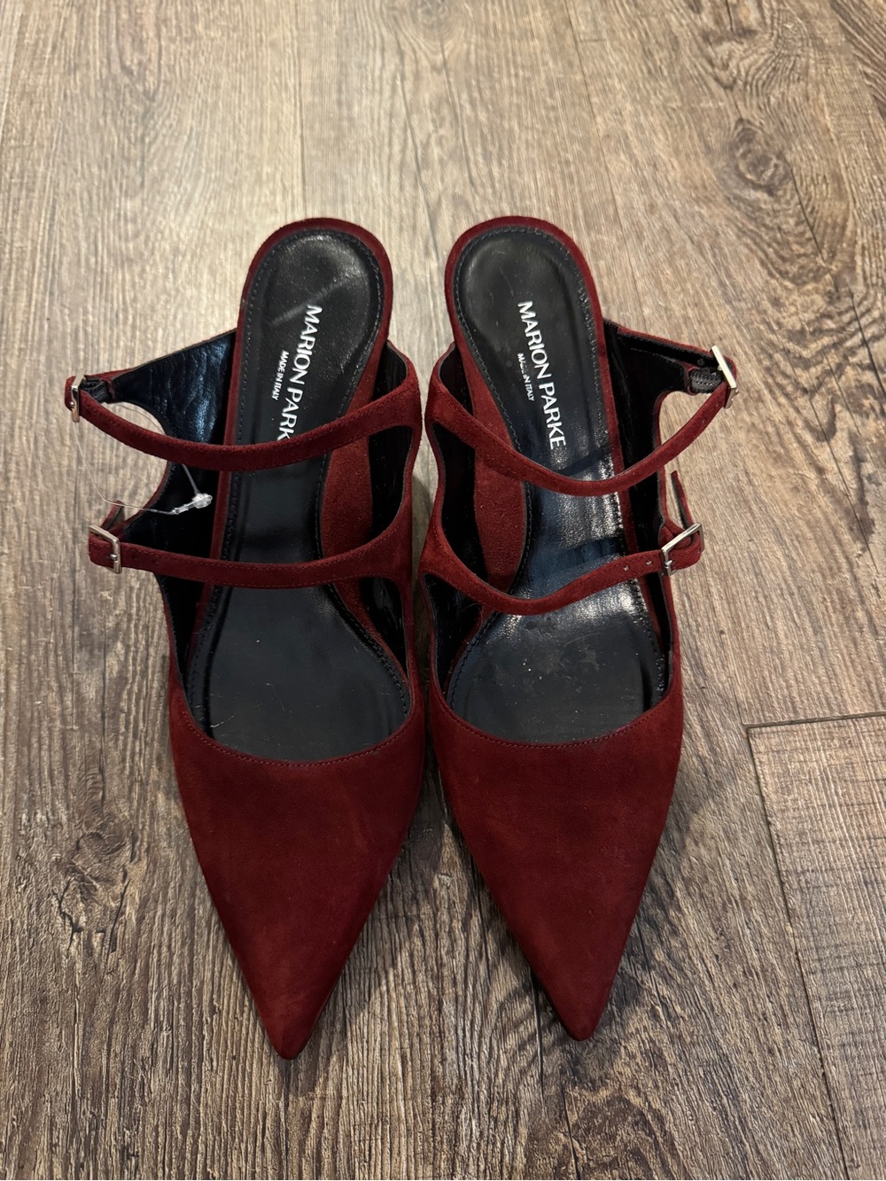 Marion Parke Burgundy Suede Pointed-Toe Mary Jane Heels Sz 40